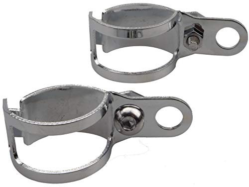 IGUANA CUSTOM PARTS - Set di staffe cromate universali per fissare frecce, cupulse o altri accessori su forcelle da moto.