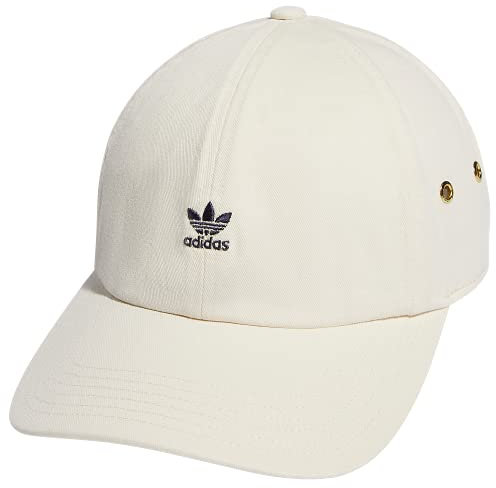 adidas Originals Women's Mini Logo Relaxed Adjustable Cap, Wonder White/Shadow Navy, One Size