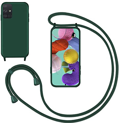 GoodcAcy Handykette Handyhülle für Samsung Galaxy A71,Smartphone Necklace Hülle mit Band Schutzhülle mit Kette zum umhängen Halskette Flüssig Silikon Case für Samsung Galaxy A71,Grün