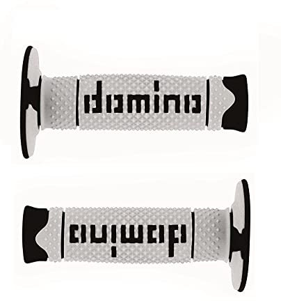 Manopole in gomma per manubri di moto da Cross, Pitbike, Enduro, Trial, MX, Freeride (bianco-nero)