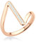 555Jewelry Edelstahl Elegant CZ Chevron Zick Zag Z Hoch Low Ring für Damen & Mädchen, Metall, Zirkonia