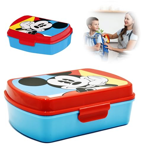 SRV Hub® Lunchbox für Kinder, Cartoon-Charaktere, Superhelden-Snackbox für Schule, Sandwich-Box für Kleinkinder, Größe 18 cm (Mickey Maus-Lunchbox)