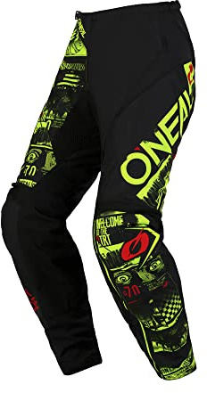 O'NEAL | Motocross-Hose | MTB Enduro MX | Bequeme lockere Passform für maximale Bewegungsfreiheit, Bündchenlose Hosenbeine | Element Pants Attack V.23 | Erwachsene | Schwarz Neon-Gelb | Größe 30/46