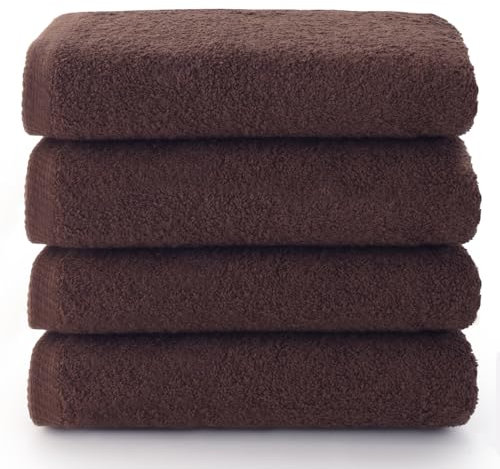 Top Towel - Plus - Badetücher - 4 Gesichts- oder Bidethandtücher - 30x50 cm - 100 % Baumwolle - Braun