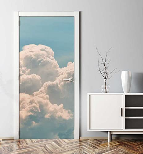 MyMaxxi - Tür bekleben mit Türtapete Türposter Türfolie Selbstklebend 90x200 Wolken Horizont - Tür verschönern Türaufkleber Türklebefolie Himmel weiß