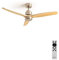 CREATE / WINDSTYLANCE/Deckenventilator Nickel Naturholzflügel mit Fernbedienung / 40W, Leise, Ø132 cm, 6 Geschwindigkeiten, Timer, DC-Motor, Sommer-Winterbetrieb