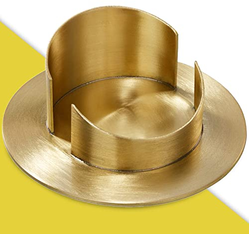 WikaKerzen Kerzenleuchter für Kerzen - Kerzenständer in Silber & Gold gebürstetem Messing Metall - Kerzenhalter für Hochzeits-, Kommunions- & Taufkerzen (Ø 7 cm, Gold)