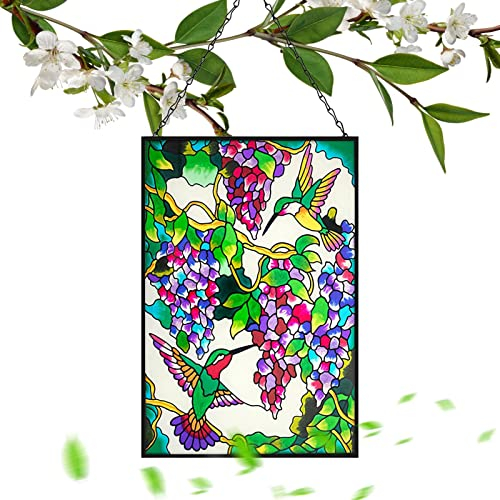 Kolibri-Fensterdekoration, Deko-Anhänger Kolibri mit Metallkette, Bunter Wohnanhänger für Flurdekoration, Frühlings-Wandkunst-Ornamente für Café-