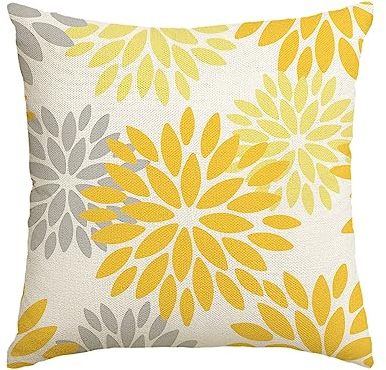 Artoid Mode Blumen Gelb Dahlien Sommer Kissenbezug, 45x45 cm Saisonnal Zierkissenbezug Couch Wohnzimmer Deko