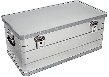Allpax Aluminium Behälter mit Deckel - 109,4 Liter - 77,2 x 43,1 x 33,3 cm - korrosionsbeständig - mit Gummidichtung und 2 Klapphandgriffen - Aluminiumbox, Transportkiste, Werkzeugkiste, Lagerbox