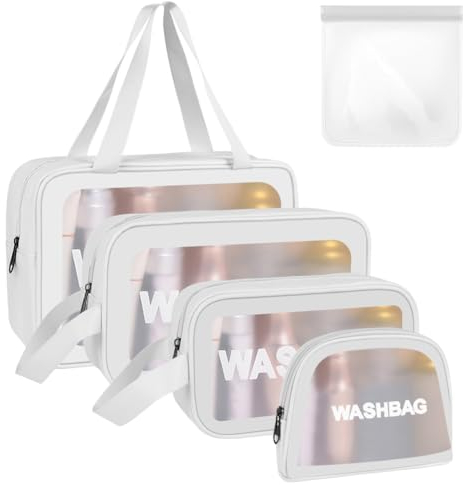 Aucuu Reise Kulturbeutel, Kosmetiktasche, Transparente Kulturtasche Damen, Tragbare wasserdichte Kulturtasche Organizer, Reißverschluss Make-up-Tasche mit Großer Kapazität für Männer Damen