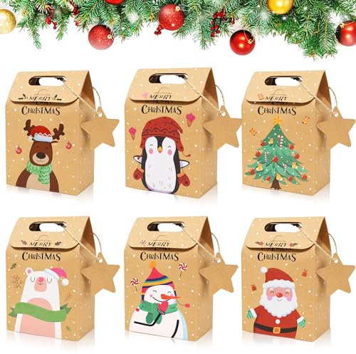 Weihnachtstüten,12 Stück Weihnachtsgeschenkboxen,Geschenkbox Weihnachten Papiertüte,Weihnachtsbox,Papiertüten Weihnachten,Geschenktaschen Weihnachten,Geschenktüten Weihnachten