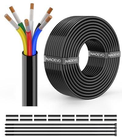 NAOEVO 16 Gauge 6 Conductor Wire, Tinned Copper Automotive Wire, 30FT