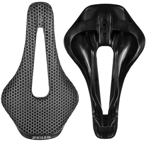 3D-bedruckter Nylon-Fahrradsattel, atmungsaktiv/wasserdicht/leicht, Unisex, gepolsterter Sitz für BMX, MTB und Straße, Schwarz