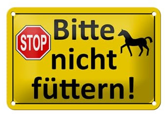 FEMER Blechschild Hinweis 18x12cm Stop Bitte Nicht füttern (Pferd)