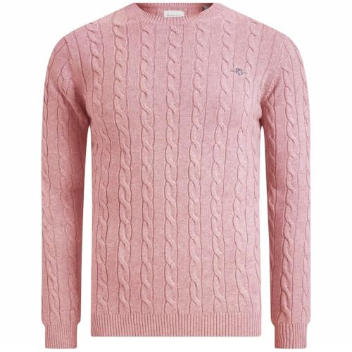 GANT Men's Cotton Cable C-Neck Pullover Sweater, Dusty Pink, XL