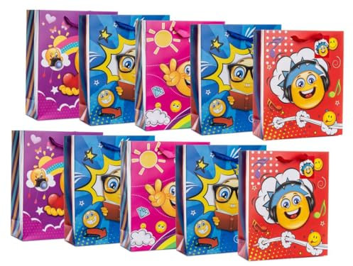 Laro Jumbo Premium Geschenktüten 10-100 Stk Large Smiley, Anzahl:10, Muster Tüten:Large Smiley
