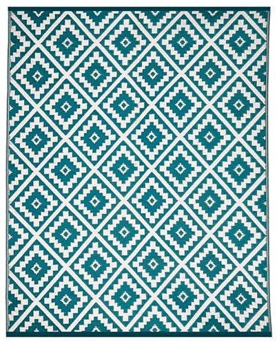 IDMarket - Tapis extérieur Bahamas Bleu Canard 270 x 370 CM
