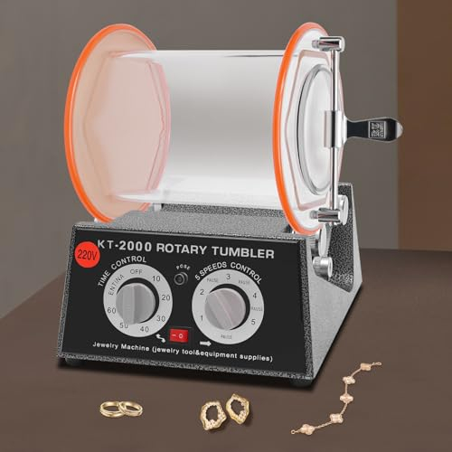 DSYOGX Polisseuse à bijoux, 150 W, broyeur à billes, rotatif, tumble, polisseuse à bijoux, avec 5 vitesses et minuterie