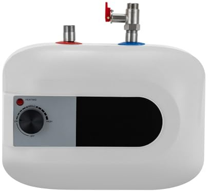 Donened - Elektrischer Durchlauferhitzer, 1500W Mini Warmwasserbereiter, mit Sicherheitsventil und Rohr, 6L Instant Klein Durchlauferhitzer, 220 V, 32,5 x 23 x 23cm