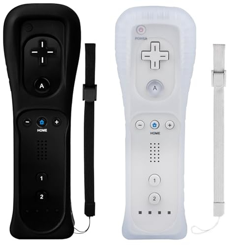 TechKen Wii Controller 2 Pack, telecomando Wii con custodia in silicone e cinturino da polso, telecomando Wii per Wii/Wii U