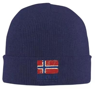Sports Wintermütze mit Flagge der Republik Norwegen, Strickmütze für Outdoor-Aktivitäten, mehrere Farben, Unisex-Thermomütze, Herbst- und Wintermütze für den Alltag, Marineblau, Einheitsgröße