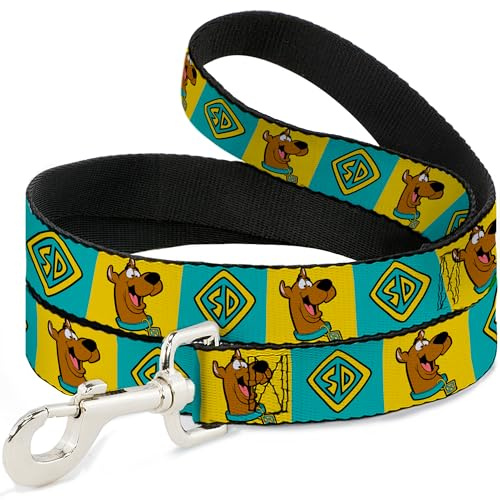 Scooby DOO Hundeleine, Scooby DOO Pose und Erkennungsmarke, 122 cm lang, 3,8 cm breit, Gelb/Blau
