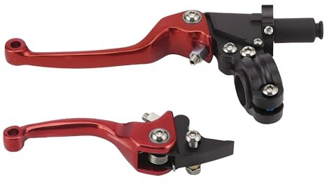 GOOFIT 22mm 1 Paar Rotes Motorrad Universal ASV Anti Fall Faltbremse Und CNC Kupplungshebel