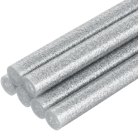sourcing map 6pcs Full Size Hot Glue Sticks for Glue Gun 11mm x 200mm Large Glue Sticks, Glitter Silver