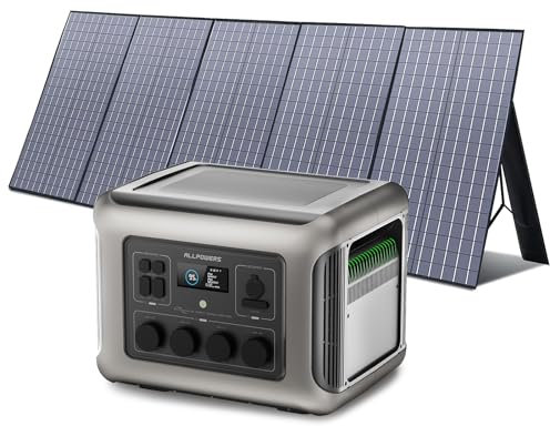 ALLPOWERS Generador solar R2500, 2500W/2016Wh Batería LiFePo4, 4 salidas CA estación de Energía Portátil,SAI<15 ms con 400W Panel Solar plegables(SP037) para Rvs, Camping, Excursiones, Uso doméstico