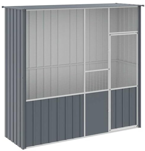 HUAKEHOM Voliere Vogelvoliere Vogelkäfig Anthrazit Vogelhaus Käfig 215x78x200 cm Verzinkter Stahl