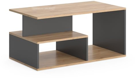 Vicco Couchtisch Hasso, Goldkraft Eiche/Anthrazit, 90 x 49.4 cm