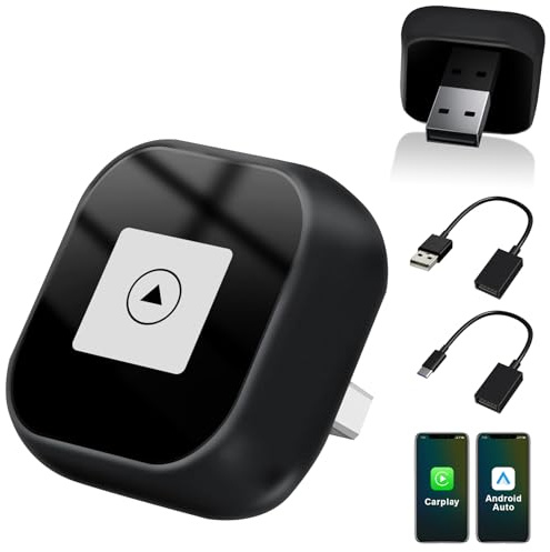 Adattatore 2 In 1 Wireless Carplay E Android Auto, Mini Carplay Aggiornato 2025, Converte Da Cablato A Wireless, Plug & Play, Connessione Automatica, Compatto, Per Iphone E Android (Nero Opaco)