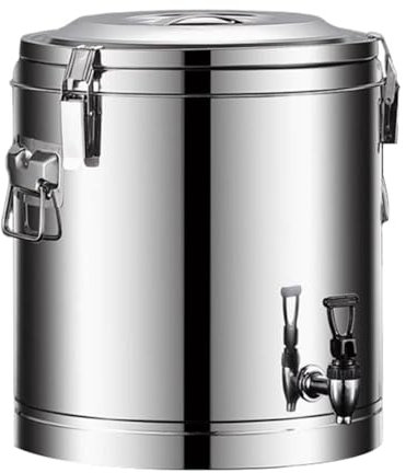 XYUERU Stainless steel warming container, stainless steel food transport container, mulled wine kettle with lid and tap for parties, picnics, outdoor travel(20L)