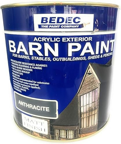 SuperGift.com 2.5L, Matt Anthracite Barn Paint, Durable Weatherproof Coating for Wood, Metal & Masonry, Fade-Resistant Exterior Paint, Long Lasting Protection & Rich Color