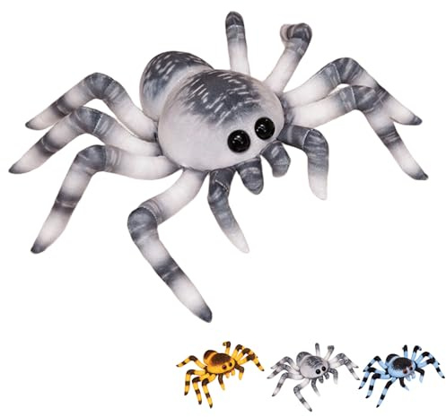 Xiyocadt Simulation Spinne Kuscheltier,Plüschtier, Kuscheltier Spinne Weiches, kuscheliges Stofftier,Lustige Spinne Plüsch Spielzeug für Geburtstag, Scherz (20cm,Grau)