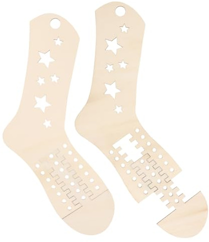 SMASOLO 2 Stück Holzsockenmodelle aus Glattem Holz mit Handgefertigtem Design als Sockenhalter und Display für Selbstgemacht Stricksocken und Bastelprojekte