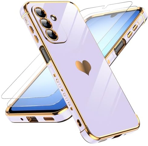 LeYi for Samsung Galaxy A17 4G/5G Phone Case with 2 Screen Protector Purple | Scratch Resistant Silicone Cover Slim Soft TPU Shockproof Protective Mobile Case for A 17 - Purple
