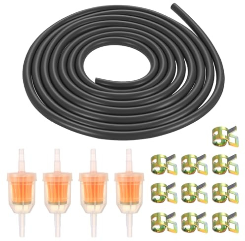 Motorrad Benzinschlauch Kit, Inline Kraftstofffilter Leitung Federklemmen Set für Auto Motorrad Roller, 4 Stück Benzinfilter, 1 x 3m Benzinschlauch, 10 Stück Schlauchschellen