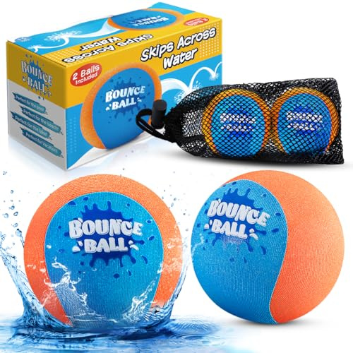 KmmiFF Wasser Sprungball, 2er-Pack Bounce Balls als Outdoor Games am Strand, See and Pool für Kinder 5-12 Jahre