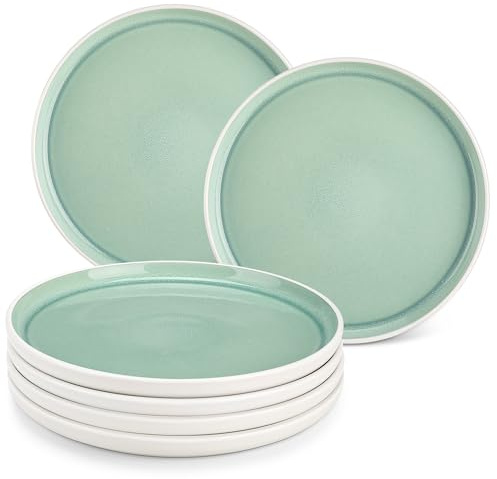 vancasso ELBA Dinner Set of 6, 10.25in Dinner Plates Set of 6, Durable Ceramic Plates for Everyday Meals, Scratch Resistant, Lead-Free, Microwave and Dishwasher Safe, Green