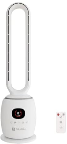 Origial Ventilador de Torre sin Aspas AirBliss Freeless con Temporizador y Mando a Distancia. 60W, Oscilación 60°, 3 Velocidades, Modos Normal/Natural/Sueño, Silencioso, Blanco