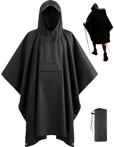 Stathmon 1 Pack Poncho Waterproof Adult - PU8000mm Reusable Rain Poncho