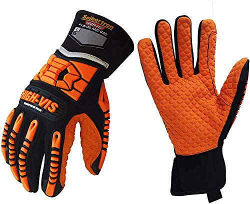 Seibertron HIGH-VIS SDXO2 Supergrip und GEL gefüllte Handschuhe mit Impact Schutz/Schlagfestes Öl abweisend Security mit Protektoren Bergbau Auswirkungen Handschuh XL