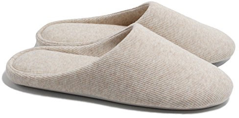 ofoot Pantofole da Donna, Scarpe Antiscivolo in Cotone Lavabile con Memory Foam(Beige,EU 42-44)