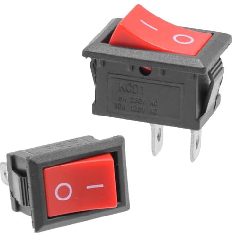 Oiyagai 30 Piezas KCD1-101 Interruptor De Balancín SPST De 2 Pines, 6A 250V 10V 125V, Rojo