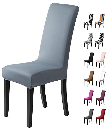 Stuhlhussen 6Stück,Stretch-Stuhlbezug elastische Moderne Husse Elasthan Stretchhusse Stuhlbezug Stuhlüberzug.bi-Elastic Spannbezug,sehr pflegeleicht und langlebig Universal(Packung von 6,Nebel-Blau)