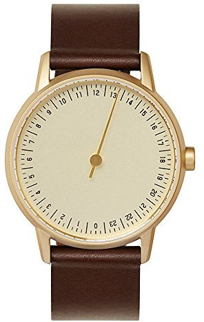 slow Round 08 - Dark Brown Leather, Gold Case, Gold Dial