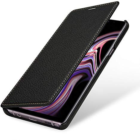StilGut custodia compatibile con Samsung Galaxy Note 9 cover a libro in pelle, case portacellulare apribile con patta rivoltabile, nero