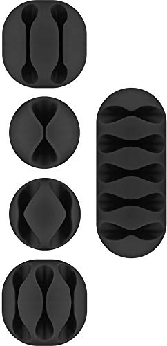 Goobay 70683 Kabelmanagement Set (mini) mit Kabelhaltern verschiedener Größen, Kabelklemme für Schreibtisch, Auto, Büro, Kabelclip Selbstklebend, Kabel Organizer, 5er Set